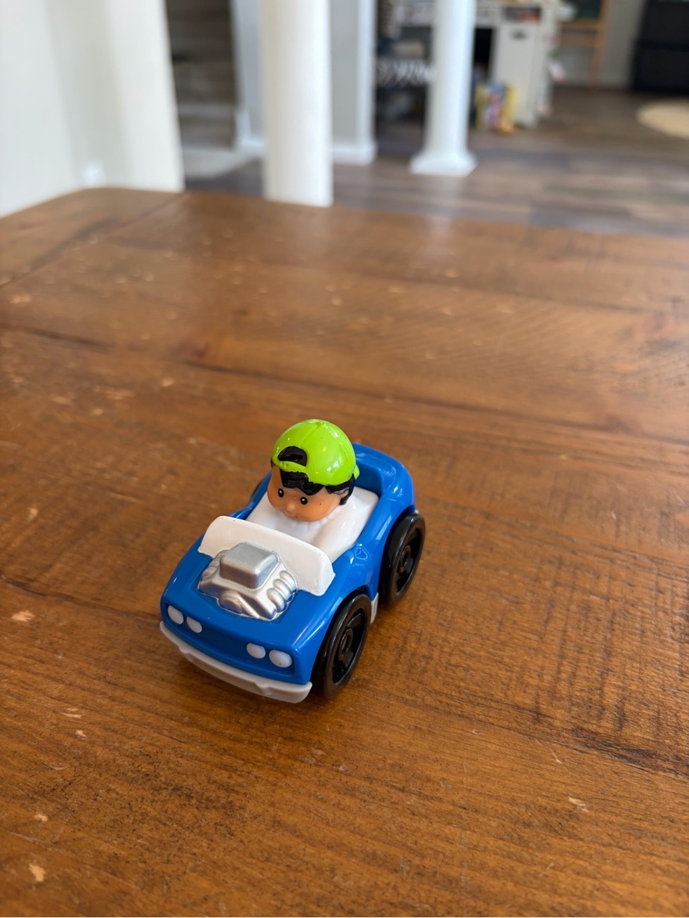Fisher Price Little People blue car wheelie as is